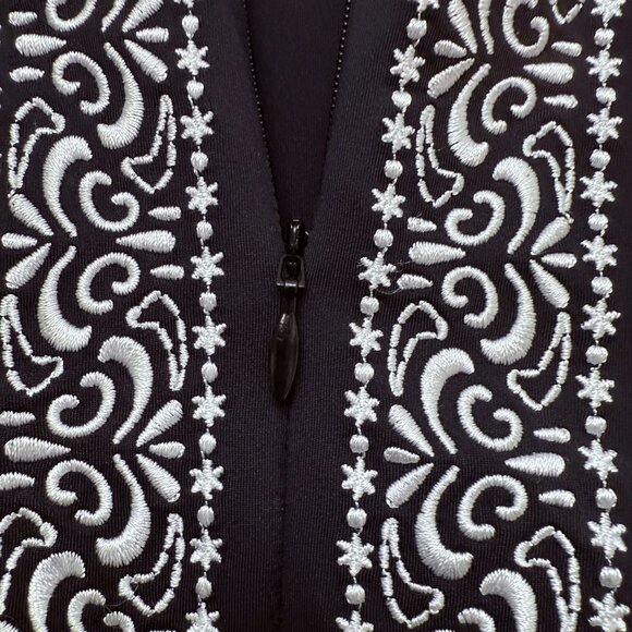 Lands End Swim Cover Up Size Large Black White Beach Tunic Top Embroidered - Picture 6 of 9